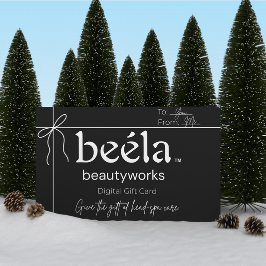 Beela Beautyworks Digital Gift Card — the perfect holiday gift for scalp and hair care lovers.