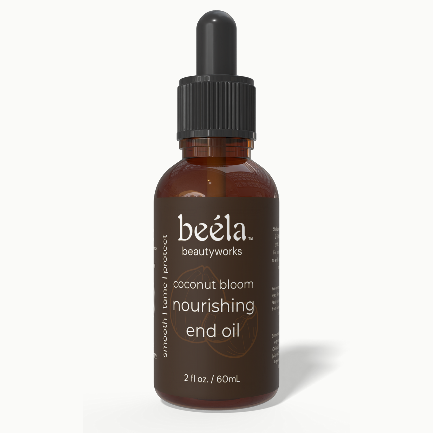 Beela Coconut Bloom End Oil — nourishing leave-in oil that softens and protects dry hair ends.