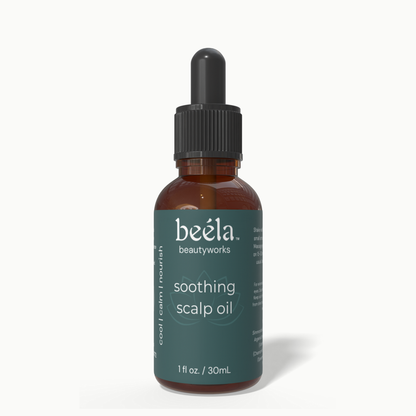Beela Soothing Scalp Oil — daily calming scalp treatment that hydrates and eases irritation.